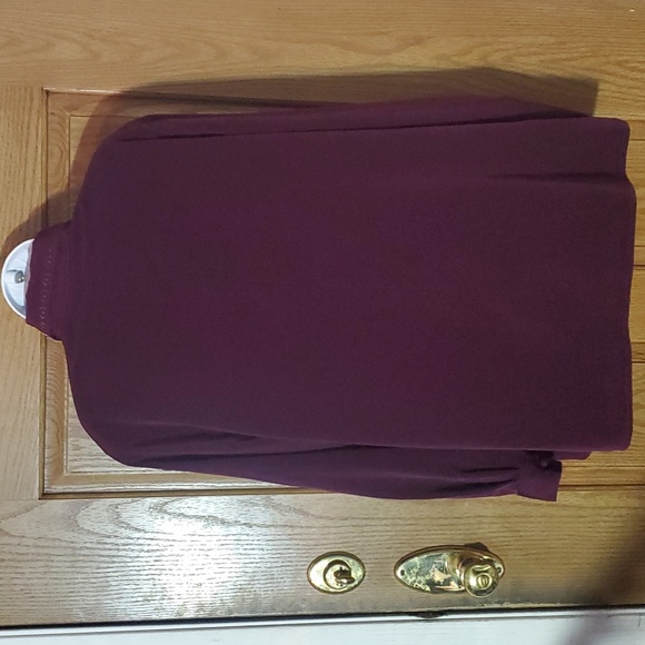 Dress Barn Women's Vintage Burgandy Embroidered Long Sleeve Button Up Blouse - Picture 4 of 10